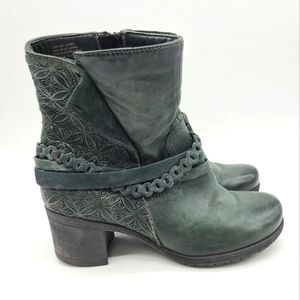 Miz Mooz Laser Tooled Leather Chain Booties